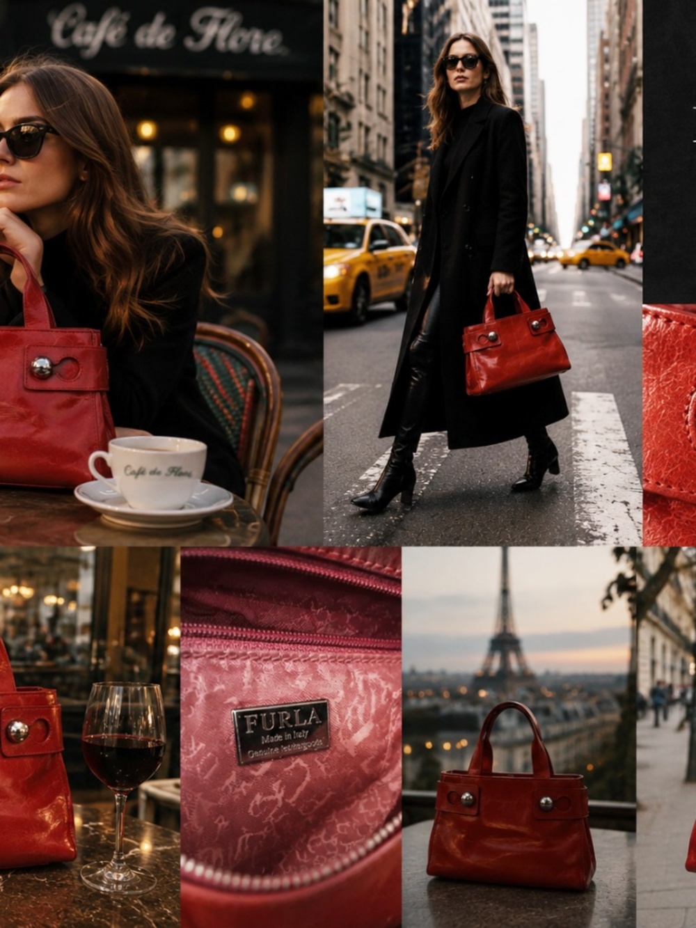 Authentic Furla handbag crafted in Italy from genuine leather.